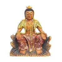 Großer Holz Buddha farbig